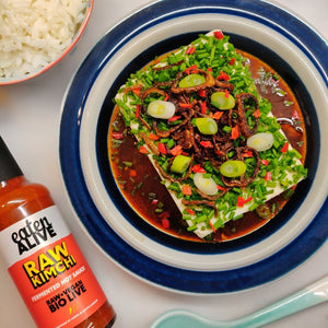 5 minute Silken Tofu & Raw Kimchi Sauce Dressing - eaten-alive